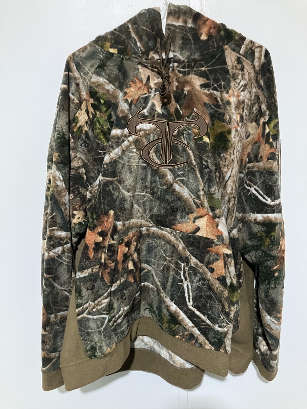 Men's Camouflage Fleece Hoodie with Chest Emblem True Timber - Green/Brown